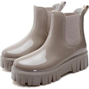 Women, Platform Chunky Waterproof Ankle Rubber Rainboots Boots